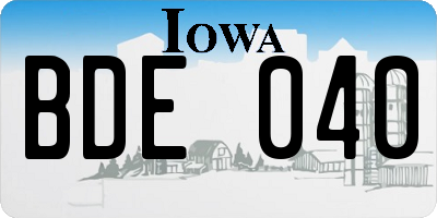 IA license plate BDE040