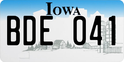 IA license plate BDE041
