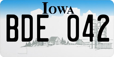 IA license plate BDE042