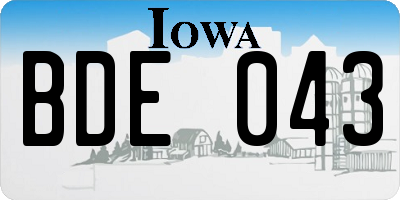 IA license plate BDE043