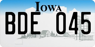 IA license plate BDE045
