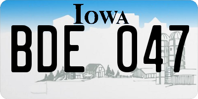 IA license plate BDE047