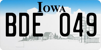 IA license plate BDE049