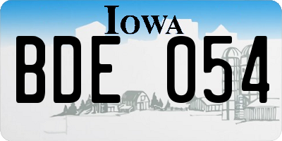 IA license plate BDE054