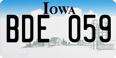 IA license plate BDE059