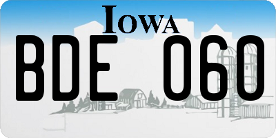 IA license plate BDE060