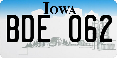 IA license plate BDE062
