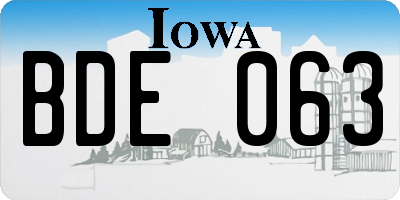 IA license plate BDE063