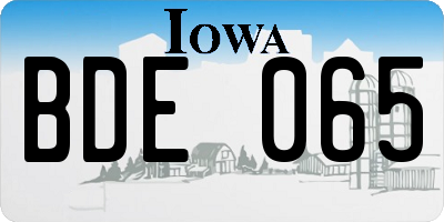 IA license plate BDE065