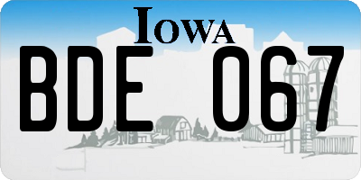 IA license plate BDE067