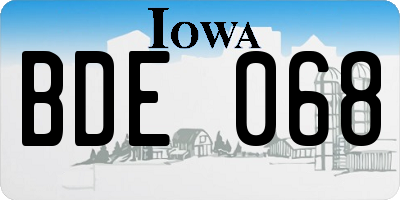 IA license plate BDE068