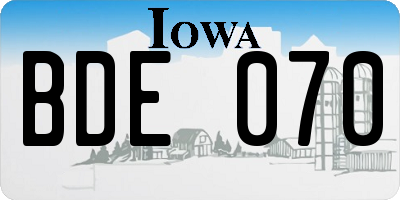 IA license plate BDE070