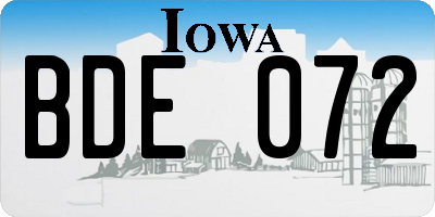 IA license plate BDE072
