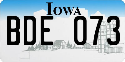 IA license plate BDE073