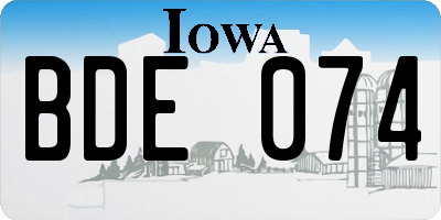 IA license plate BDE074