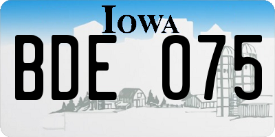 IA license plate BDE075