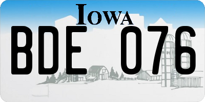 IA license plate BDE076