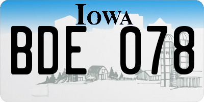 IA license plate BDE078