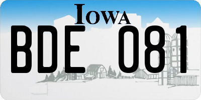 IA license plate BDE081