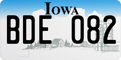 IA license plate BDE082