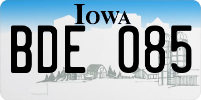 IA license plate BDE085