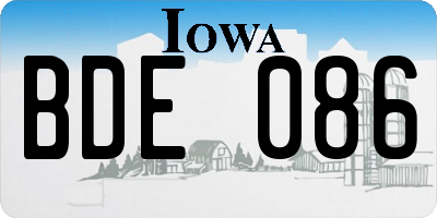 IA license plate BDE086