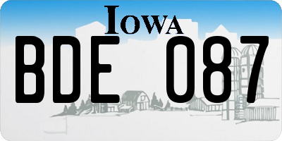 IA license plate BDE087