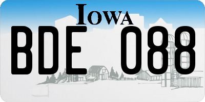 IA license plate BDE088