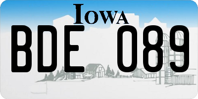 IA license plate BDE089