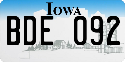 IA license plate BDE092