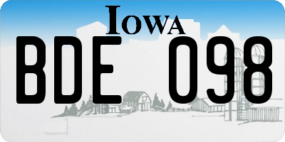 IA license plate BDE098