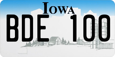 IA license plate BDE100