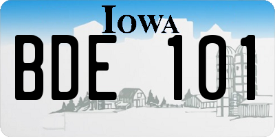 IA license plate BDE101