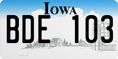 IA license plate BDE103