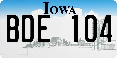 IA license plate BDE104