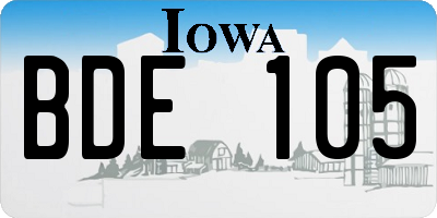 IA license plate BDE105