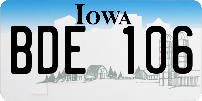 IA license plate BDE106