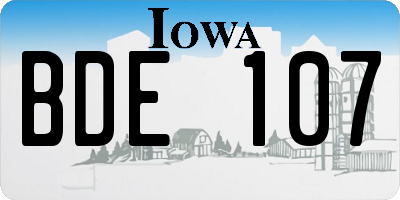 IA license plate BDE107