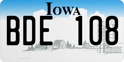 IA license plate BDE108