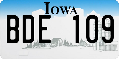 IA license plate BDE109