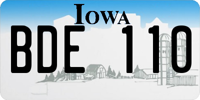 IA license plate BDE110