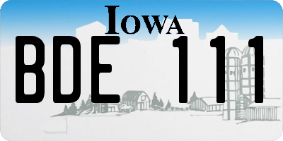IA license plate BDE111