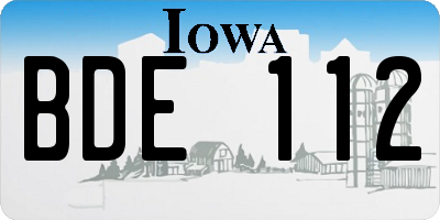IA license plate BDE112