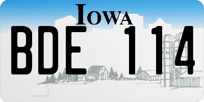 IA license plate BDE114