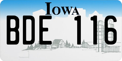 IA license plate BDE116