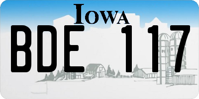 IA license plate BDE117