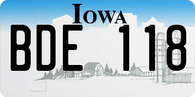 IA license plate BDE118
