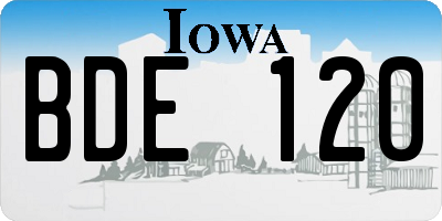IA license plate BDE120
