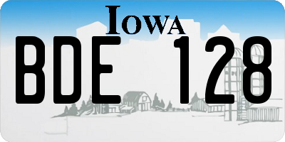 IA license plate BDE128