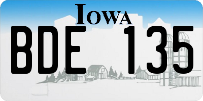 IA license plate BDE135